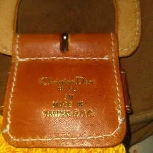 Vintage Christian Dior wide belt leather and fabric  brown & marygold size small Vintage CHRISTIAN DIOR 17020 Camel Brown Soft Leather  main image 3
